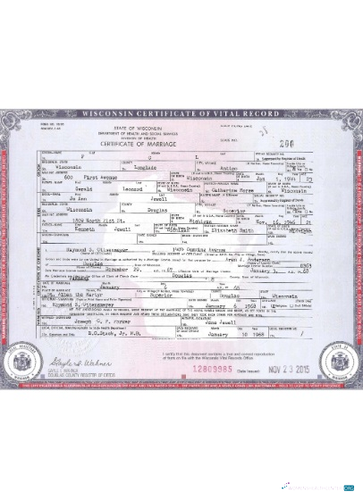 Download USA Wisconsin certificate of marriage Photoshop template